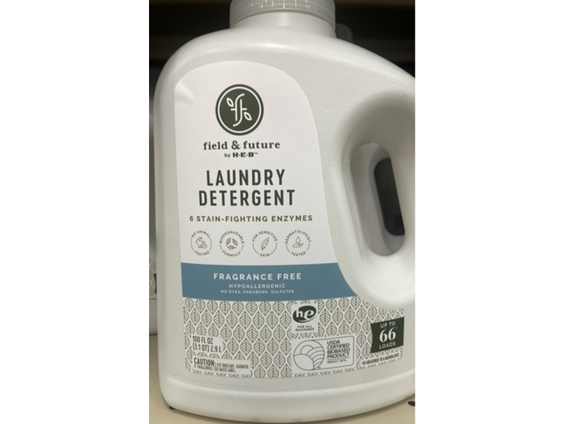 Heb Field & Future Laundry Detergent, Fragrance Free, 66 Loads, 100 fl oz/2.9 L