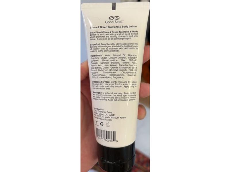 Good Seed Hand & Body Lotion, Citrus & Green Tea, 33 fl oz/100 mL