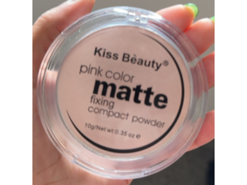 Kiss Beauty Matte Fixing Compact Powder, Pink Color, 0.35 oz/10 g