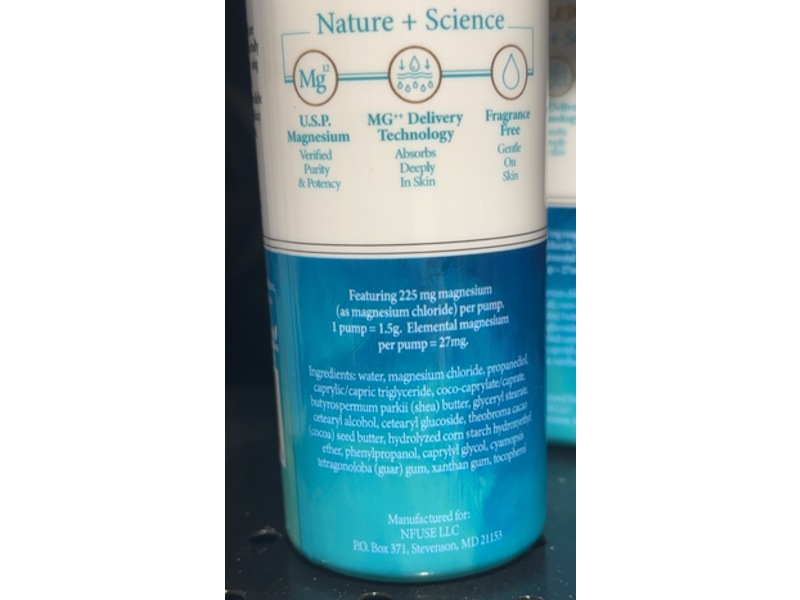 Nfuse Natural Magnesium Body Lotion, Unscented, 8 oz/227 g