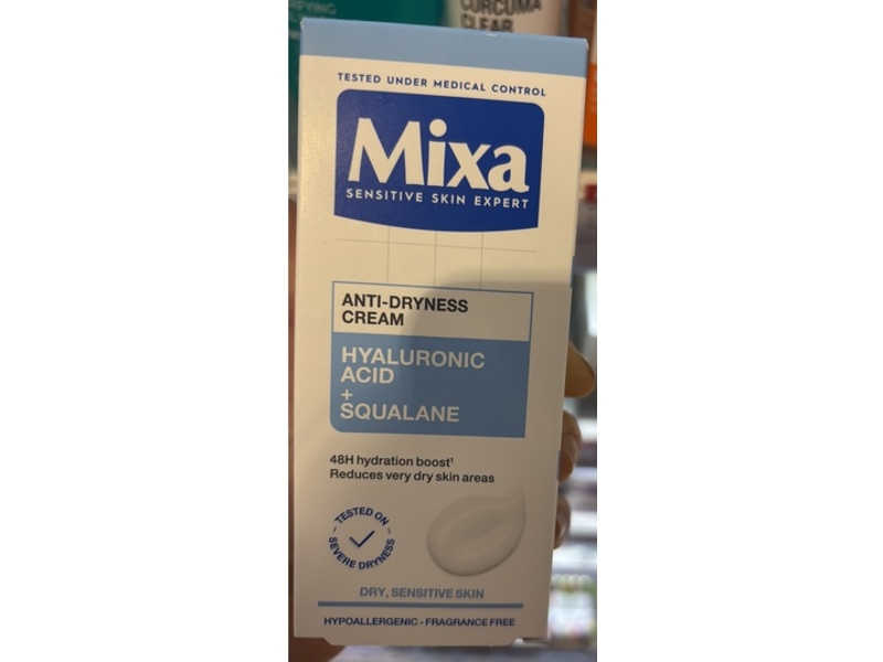 Mixa Anti-Dryness Cream, Hyaluronic Acid + Squalane, 50 mL