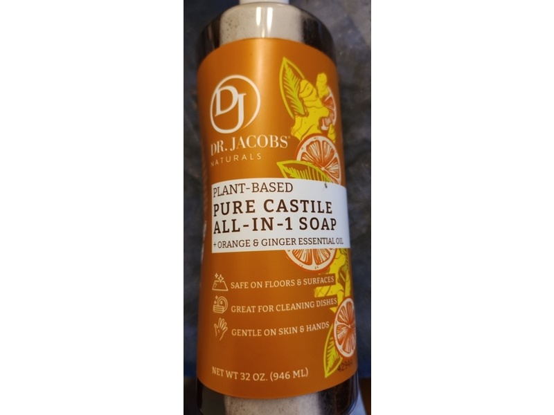 Dr. Jacobs Naturals Pure Castile All-In-One Soap, Orange + Ginger, 32 fl oz/946 mL