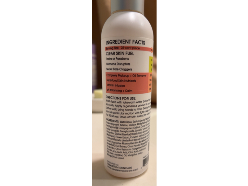 Clear Stem Gentle Clean Cleanser, Vitamin C + Goldenseal + Green tea, 6 fl oz/207 mL