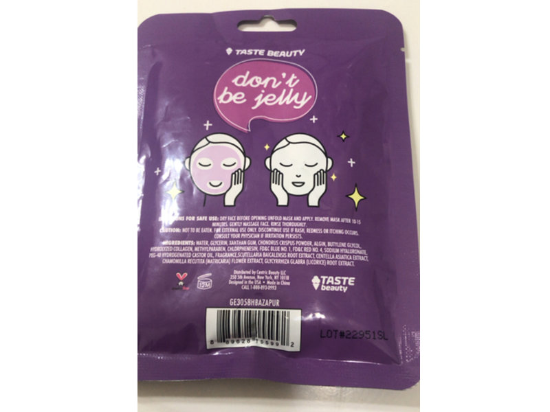 Taste Beauty Jelly Sheet Mask, Fresh Lavender Scented, 2.1 oz/ 60 g