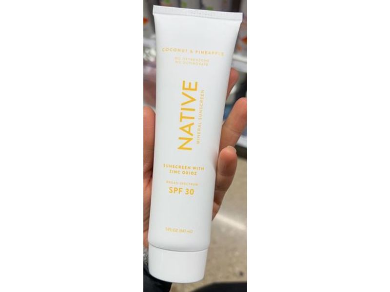 Native Mineral Sunscreen With Zinc Oxide, Coconut & Pineapple, SPF 30, 5 fl oz/147 mL