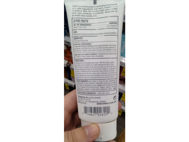 Formula 10.0.6 Start So Fresh Acne-Fighting Cleanser, Salicylic Acid + Cucumber, 3.4 fl oz/100 mL