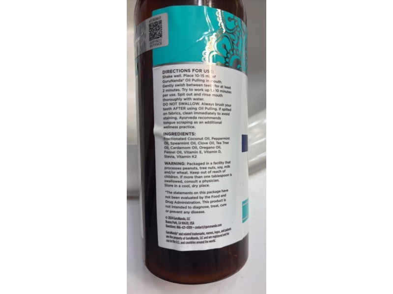 GuruNanda Natural Oil Pulling Oral Rinse, Coconut + Mint, 16 fl oz/473 mL