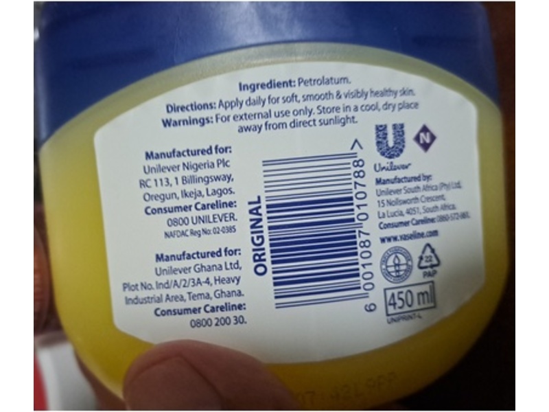 Vaseline Original Petroleum Jelly, 450 mL