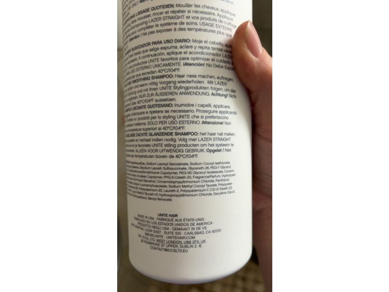 Unite Hair Lazer Straight Shampoo, 33.8 fl oz/1 L