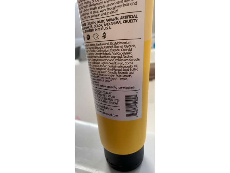 Tubby Todd Bath Co Hair Conditioner, Lemon Cream, 8 oz/227 g