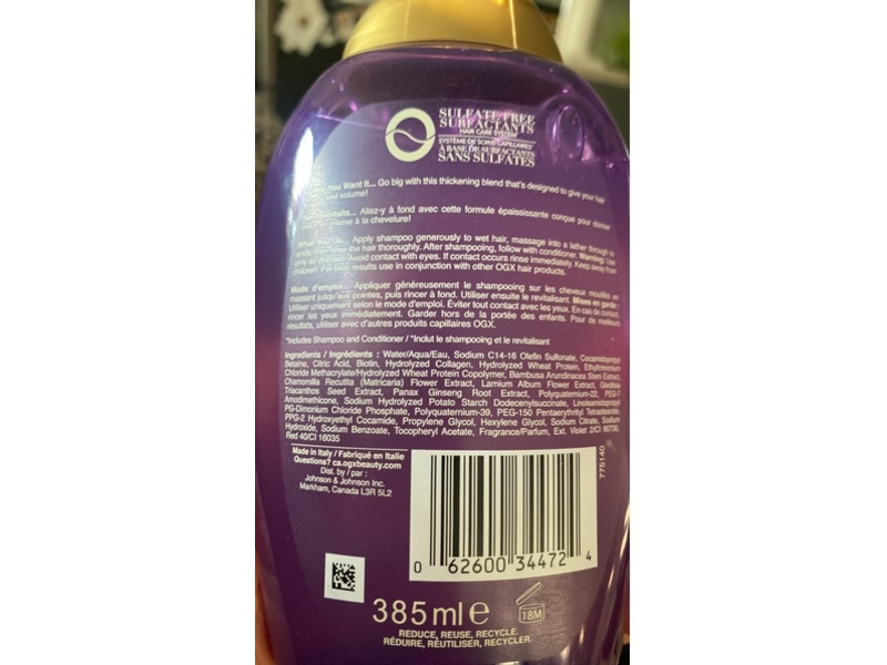 Ogx Biotin & Collagen Shampoo, Extra Strength, 13 fl oz/385 mL, Pack Of 2