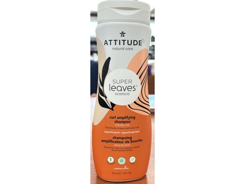 Attitude Super Leaves Science Curl Amplifying Shampoo, Coconut Oil, 16 fl oz/473 mL