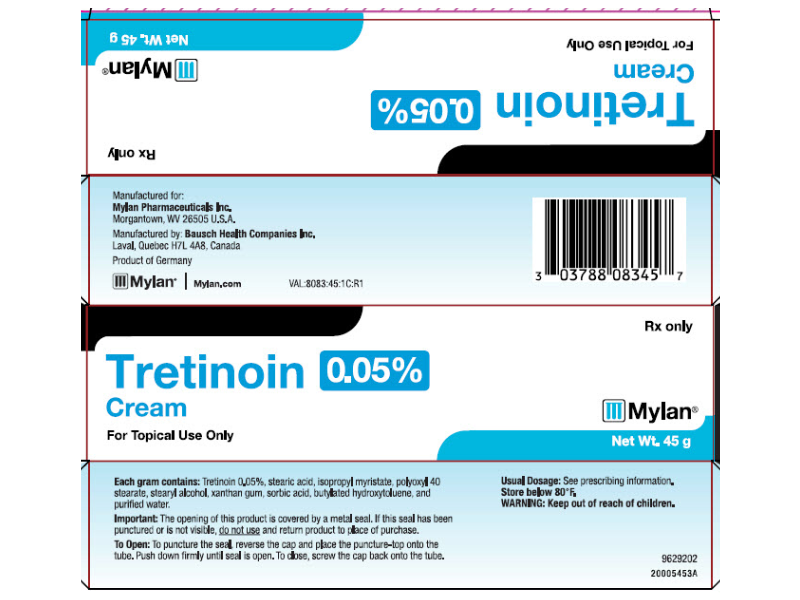 Tretinoin Cream, 0.05%, 45 g, Mylan Pharmaceuticals Inc. (RX)