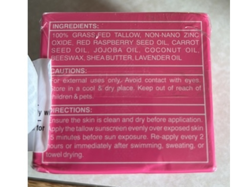 Aloesun Tallow Sunscreen, Red Raspberry, 60 g