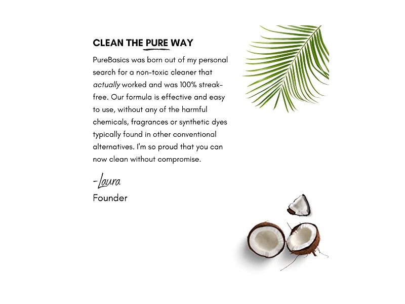 Pure Basics Window and Glass Cleaner - Plant Based Formula - No Streaks - Hypoallergenic - 24 fl. oz.