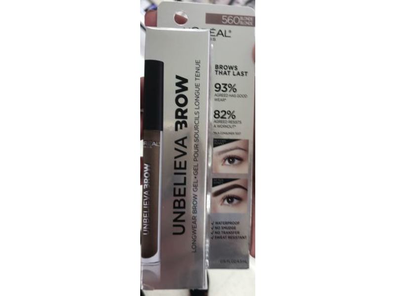 L'Oreal Paris Unbelieva Brow Longwear Brow Gel, Blonde, 0.15 fl oz/4.5 mL