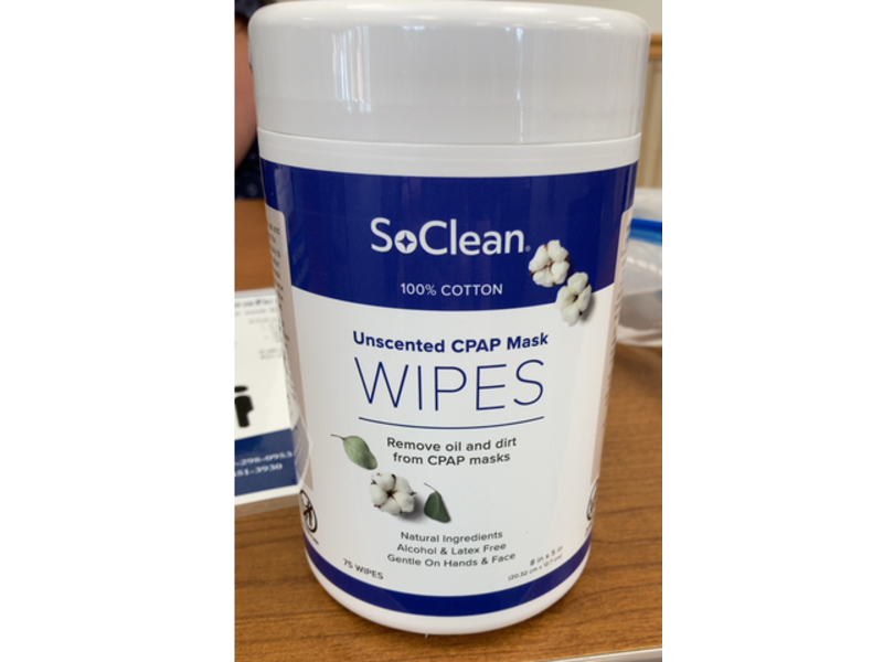SoClean 100% Cotton Unscented CPAP Mask Wipes, 75 Count, Pack Of 2