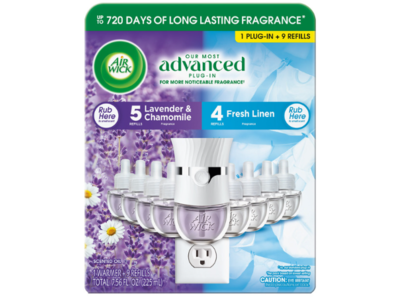 Air Wick Plug-In Air Freshener Scented Oil Refill, Lavender & Chamomile & Fresh Linen, 9 Count