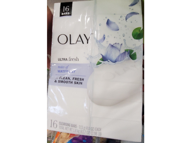Olay Ultra Fresh Cleansing Bar Soap, Water Lily, 4.0 oz/113g Pack Of 16