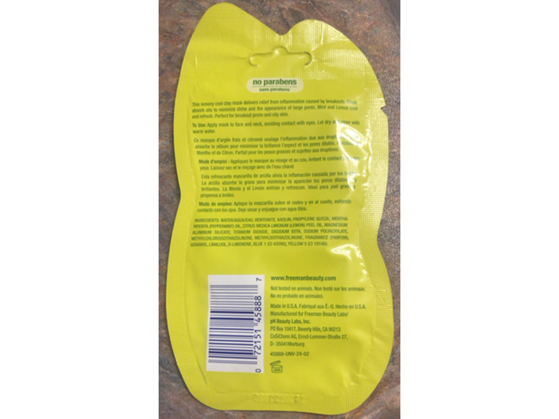 Freeman Controls Oil & Breakouts Clay Mask, Mint & Lemon, 0.5 fl oz/15 mL