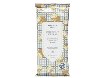 Beekman 1802 Face & Body Cleansing Wipes, Coconut Cream, 6 fl oz/70 g, 30 Count
