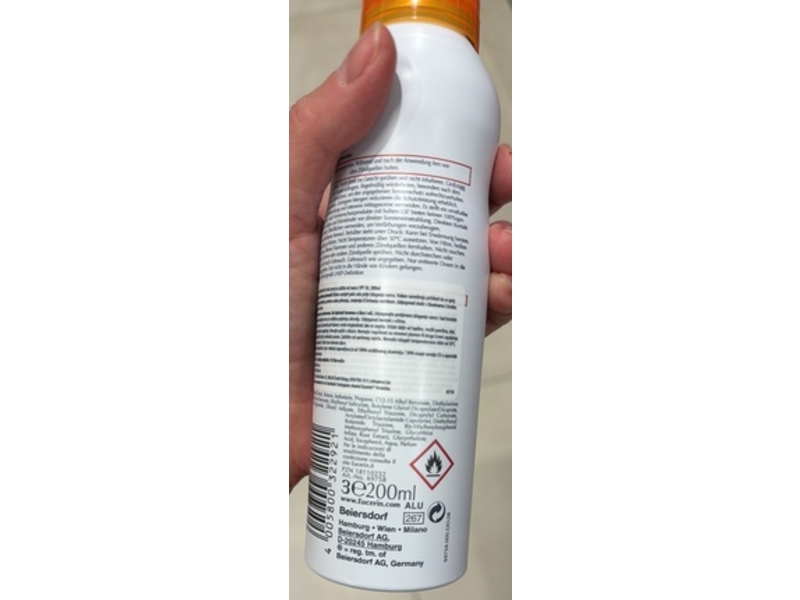 Eucerin Dry Touch Oil Control Body Sun Spray, Transparent, SPF 50, 200 mL