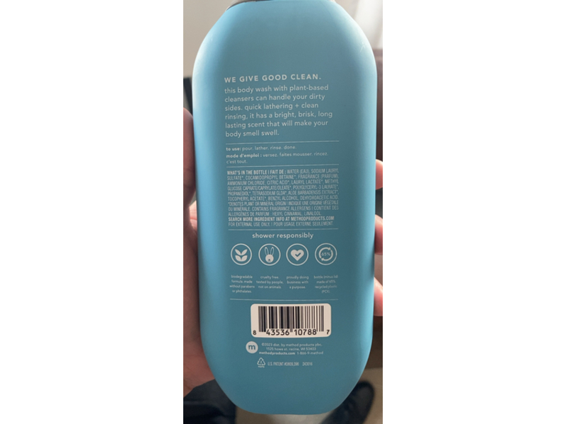 Method Men Body Wash, Glacier + Granite, 18 fl oz/532 mL