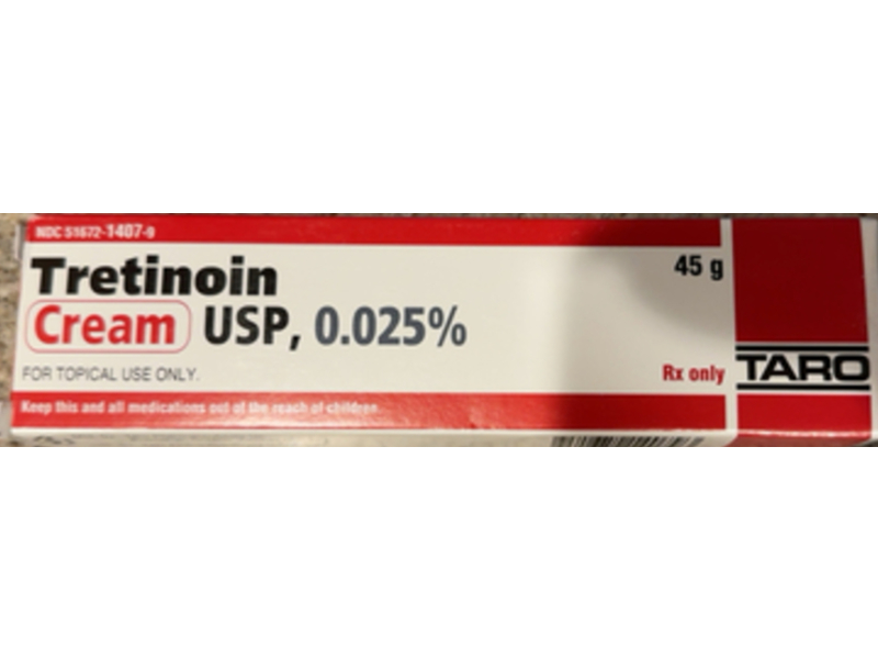 Tretioin Cream, 0.025 %, 45 g, Taro (Rx)