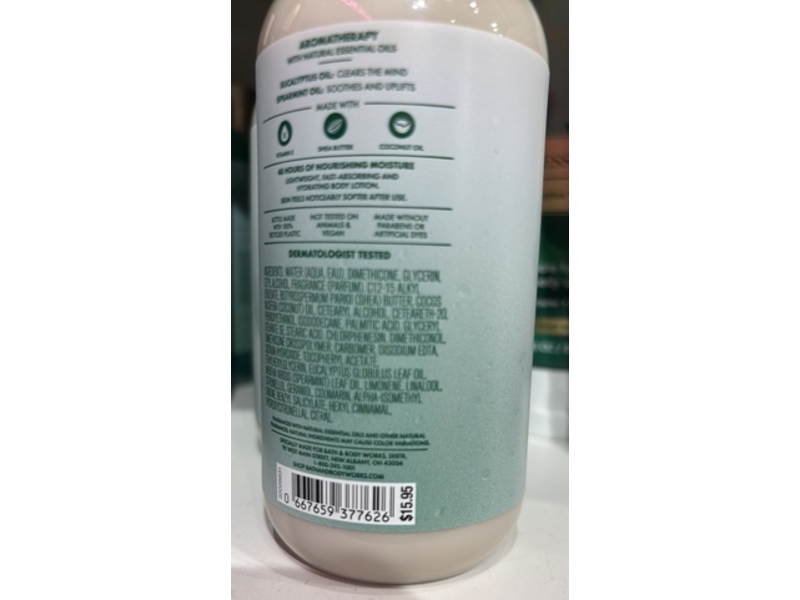 Bath & Body Works Stress Relief Moisturizing Body Lotion, Eucalyptus + Spearmint, 8.4 fl oz/248 mL