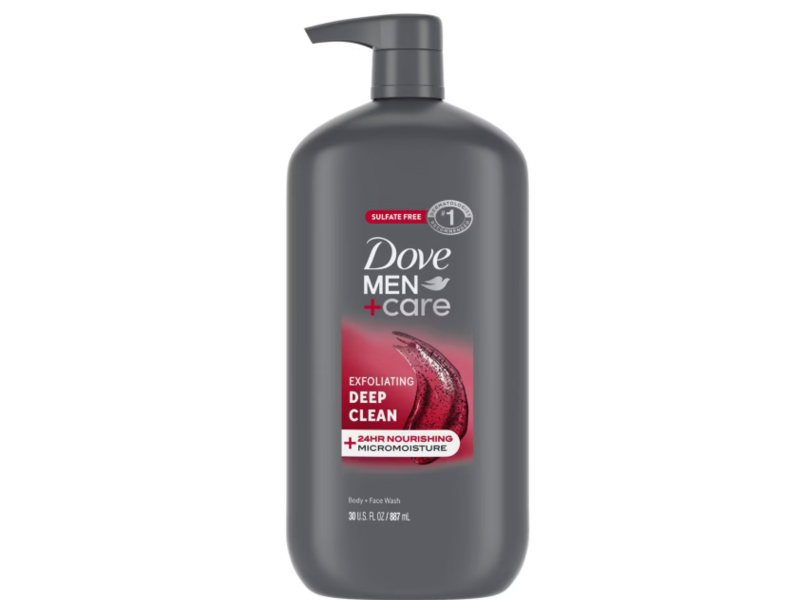 Dove Men + Care Exfoliating Deep Clean Body + Face Wash, 30 fl oz/887 mL, Pack Of 3