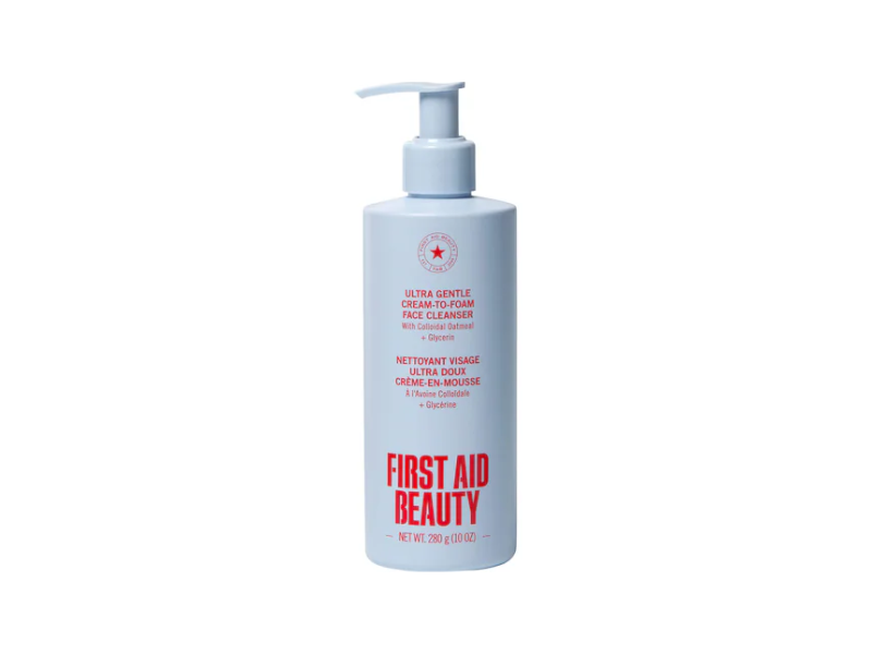 First Aid Beauty Ultra Gentle Cream To Foam Face Cleanser, Colloidal Oatmeal + Glycerin , 10 oz/280 g