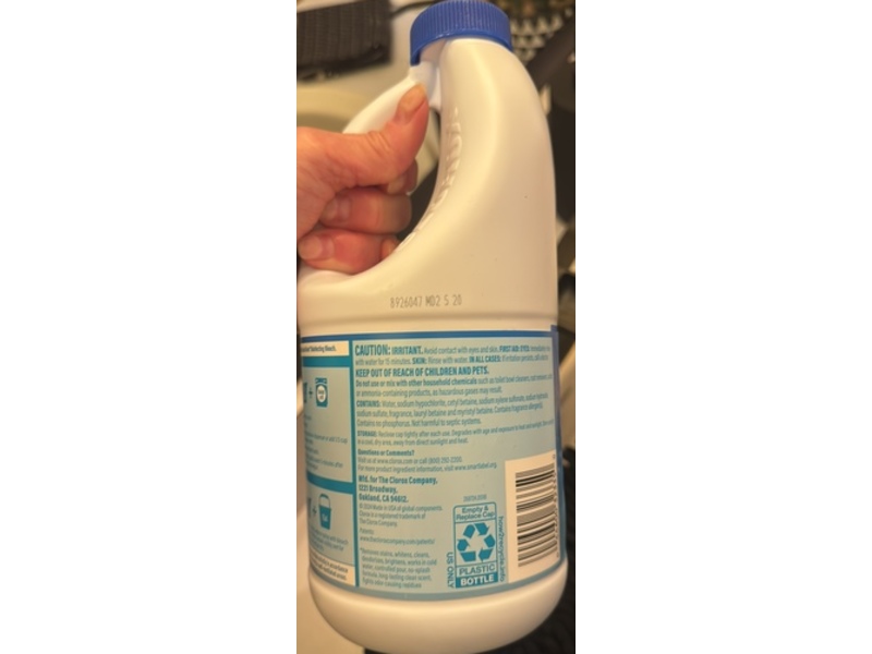 Clorox No-Splash Bleach, Clean Linen, 40 fl oz/1.18 L