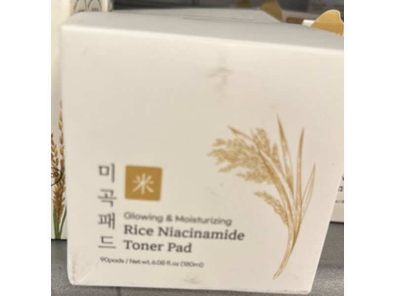 Glamfox Glowing & Moisturizing Toner Pad, Rice Niacinamide, 6.08 fl oz/180 mL, 90 Count