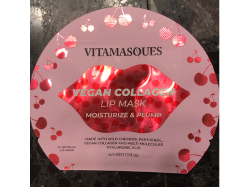 Vitamasques Vegan Collagen Lip Mask Moisturise & Plump, Cherry, 0.13 fl oz/4 mL