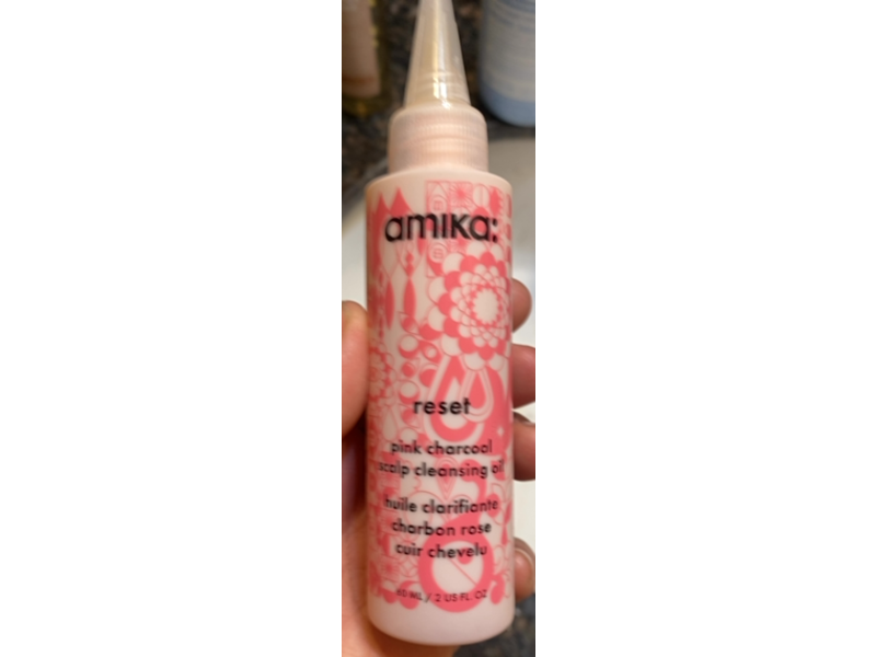 Amika Reset Scalp Cleansing Oil, Pink Charcoal, 2 fl oz/60 mL