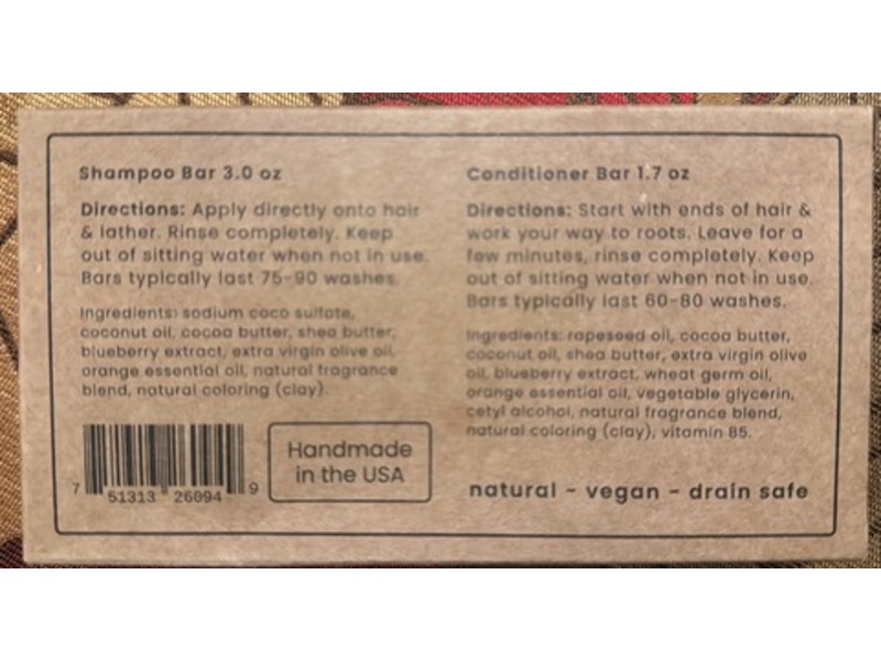 Humby Blueberry Fields Shampoo & Conditioner Bar Set, 1.7 oz