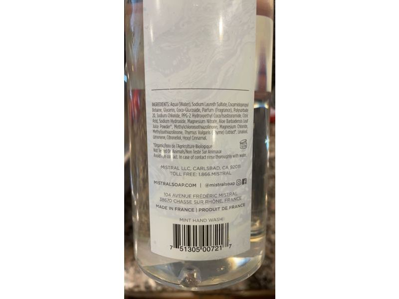 Mistral Mint Hand Wash, 16.9 fl oz/500 mL