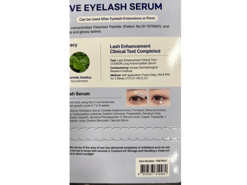 Cosnori Long Active Eyelash Serum, 0.3 fl oz/9 g, Pack Of 2