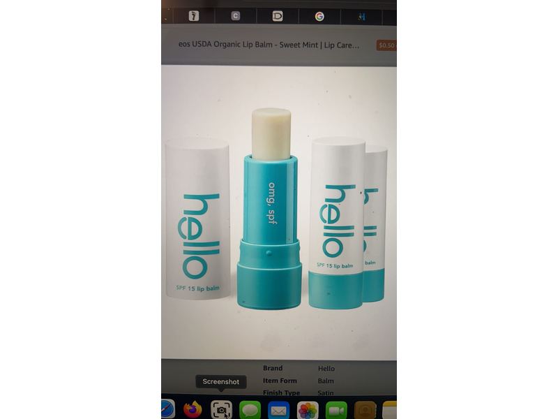 Hello Lip Balm, Sweet Mint, SPF 15, 0.15 oz, Pack Of 3