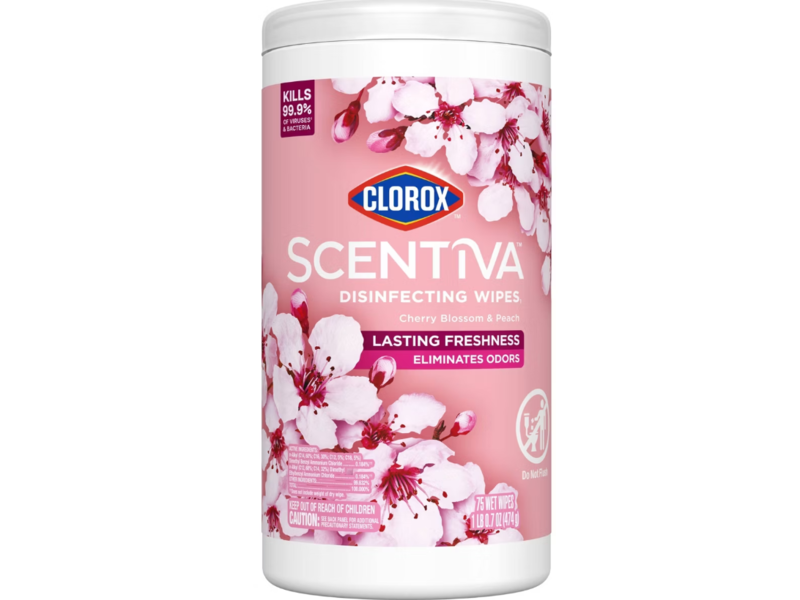 Clorox Scentiva Disinfecting Wipes, Cherry Blossom & Peach, 0.7 oz/474 g, 75 Count