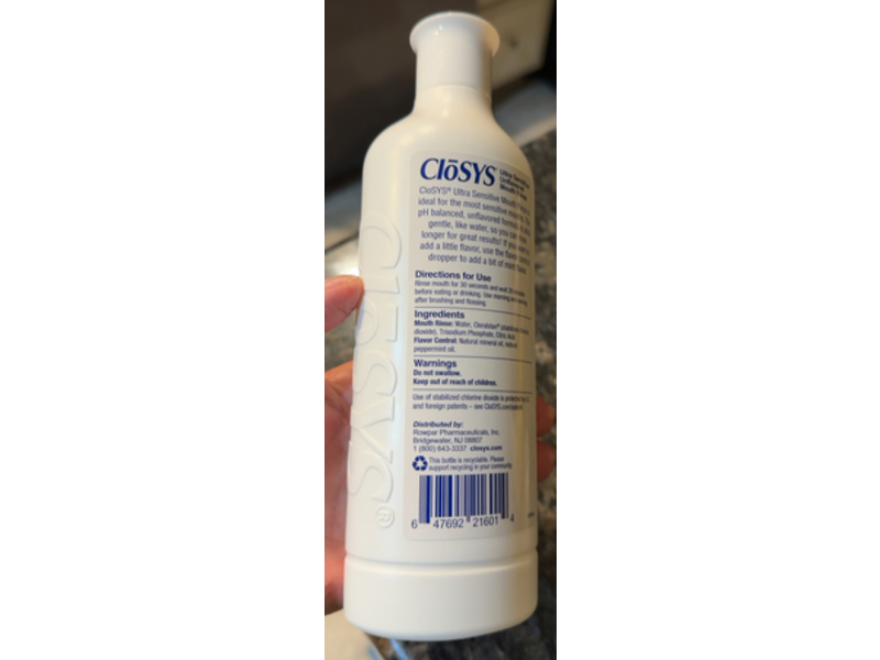 CloSYS Ultra Sensitive Unflavored Mouth Rinse, 16 fl oz/473 mL