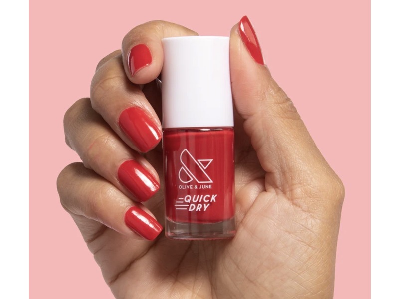 Olive And June Smooch Quick Dry Polish, A Rich Scarlet Red, 0.46 fl oz/13.5 mL