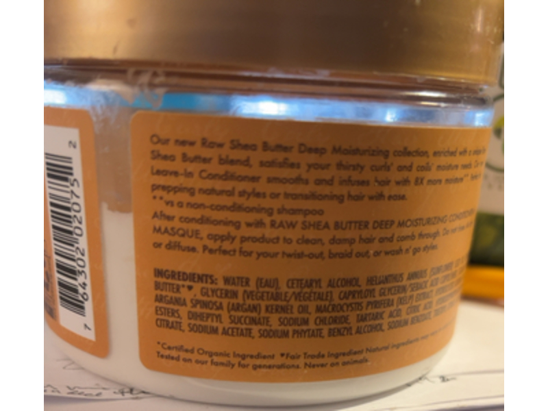 Shea Moisture Deep Moisturizing Leave-In Conditioner, Raw Shea Butter, Sea Kelp & Argan Oil , 11.5 fl oz/340 mL