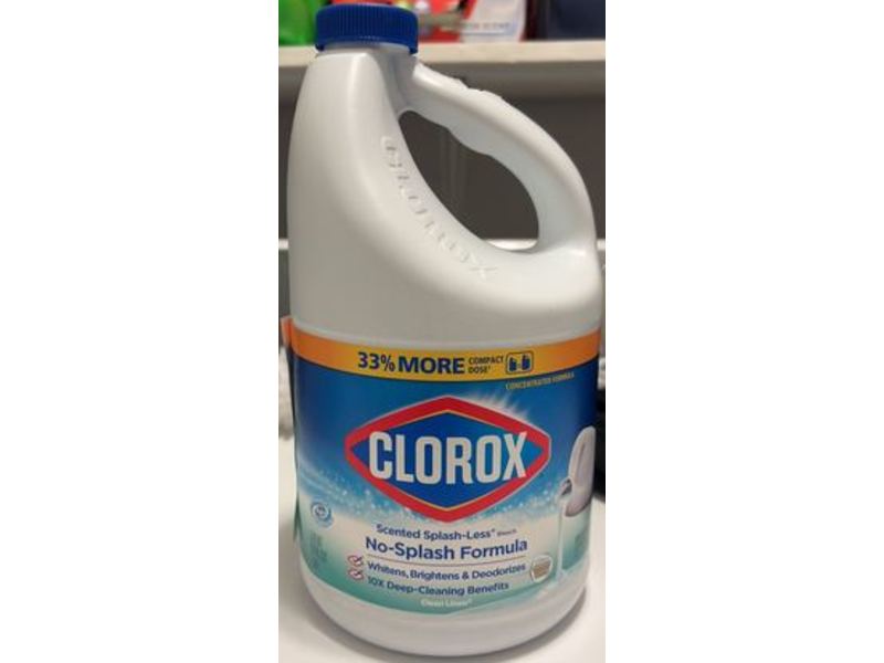 Clorox Liquid Bleach, Clean Linen, Scented Splash-Less, 77 fl oz/2.28 L