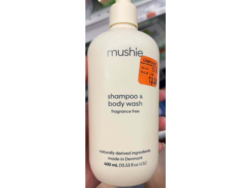 Mushie Baby Shampoo & Body Wash, Fragrance-Free, 13.53 fl oz/400 mL