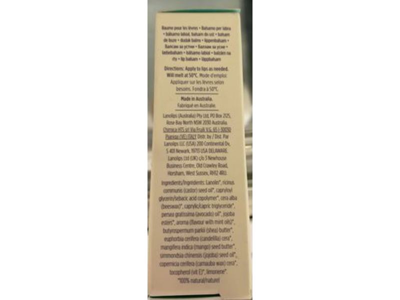 Lanolips Lanostick Lip Balm, Minty , 0.116 oz/3.3 g