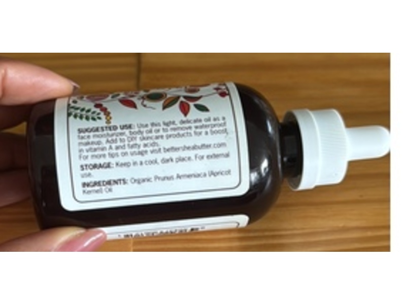 Better Shea Butter Organic + Unrefined Face & Body Apricot Oil, 4 oz/120 mL