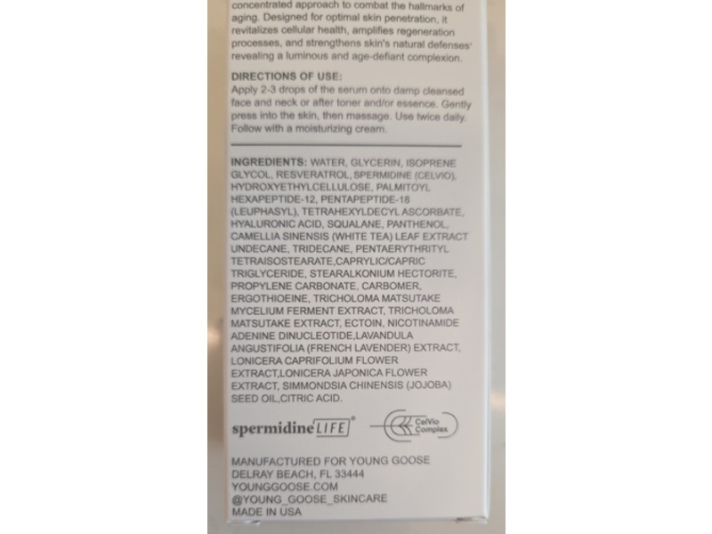 Young Goose Youth Reset Serum, Spermidline Life, 1 fl oz/30 mL