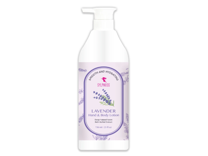 Sylphkiss Smooth And Hydrating Hand & Body Lotion, Lavender, 25 fl oz/750 mL