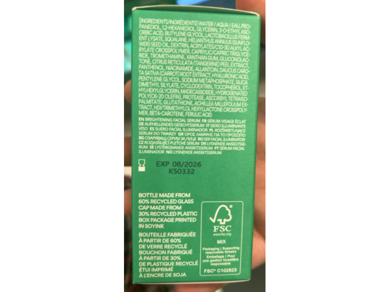 Innisfree Brightening Facial Serum, Green Tea + Enzyme & Vitamin C, 1.01 fl oz/30 mL